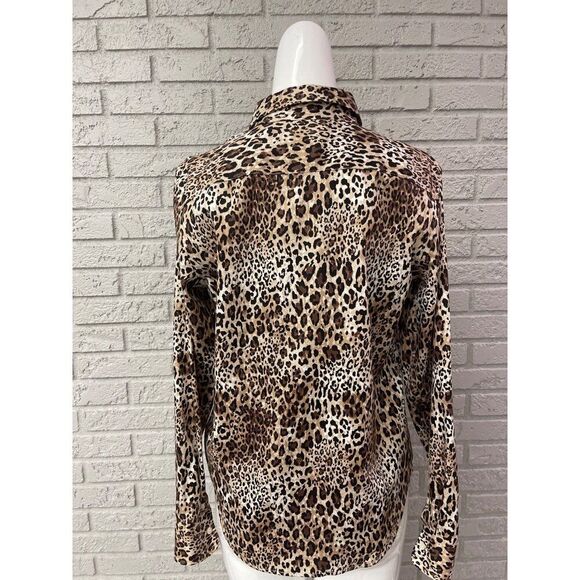 Chaps Women Animal Print Non-Iron Cotton Long Sleeve Shirt Size S - Picture 2 of 7